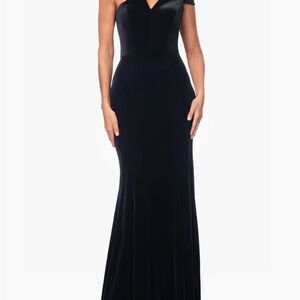 Betsy & Adam One Shoulder Black Dress